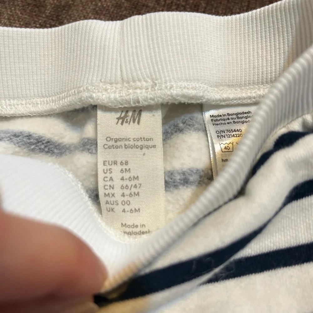 6 Month Set of 3 Baby Pants, Bottoms - Blue, Light Blue, and Striped